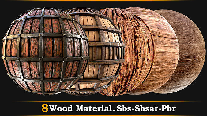 8 Stylized Wood Material -SBS-SBSAR-PBR -2 Tutorial Texture | CGTrader