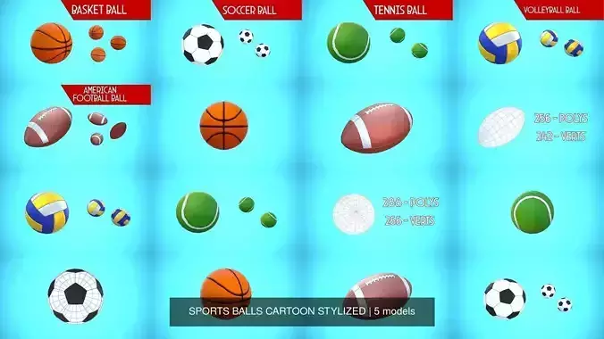 SPORTS BALLS CARTOON STYLIZED