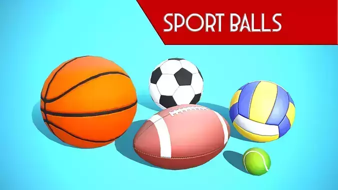 SPORTS BALLS CARTOON STYLIZED 3D Model Collection