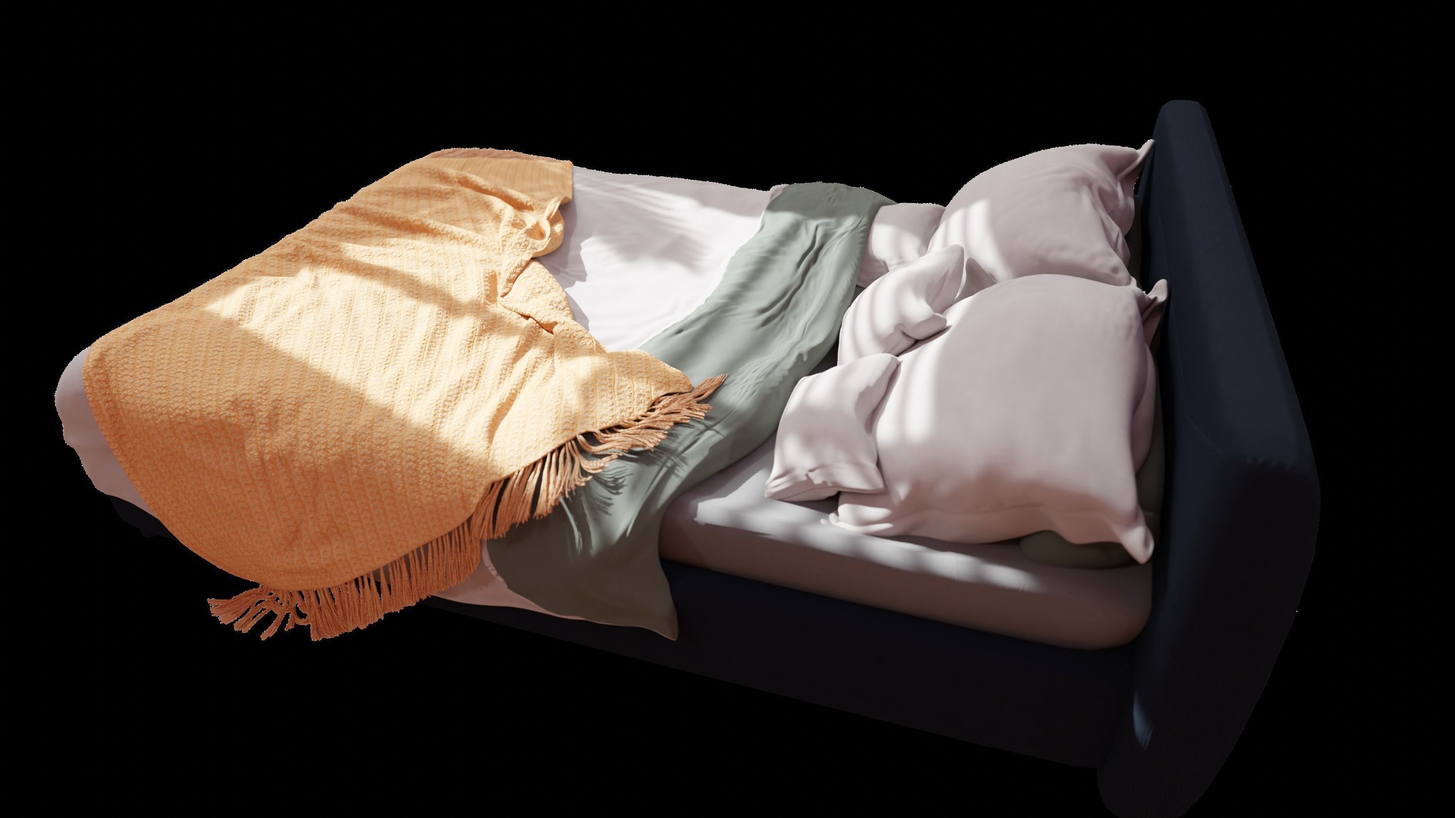 Dreamy Bed Escape - 3D Model with Pillows and Throw 3D model_13