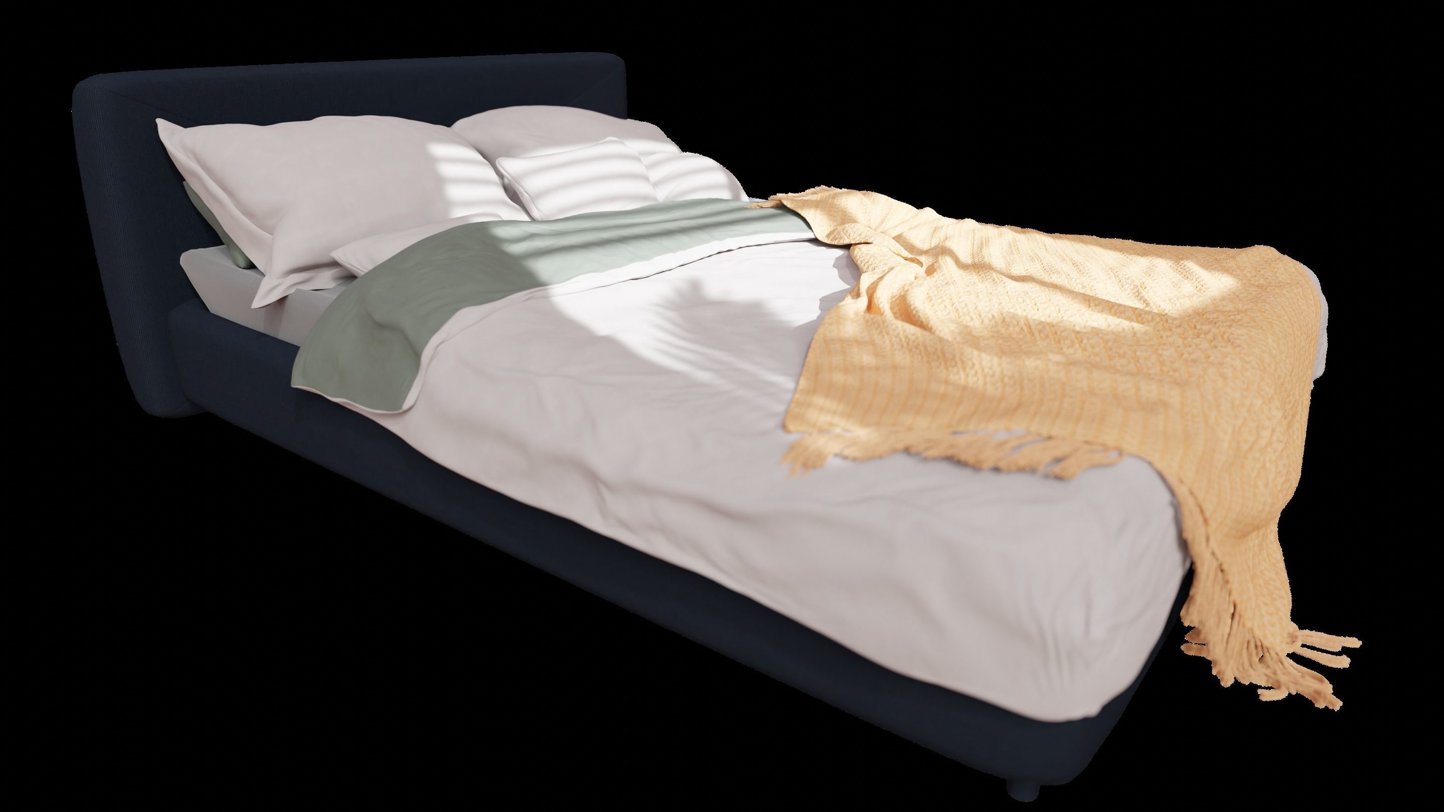 Dreamy Bed Escape - 3D Model with Pillows and Throw 3D model_15