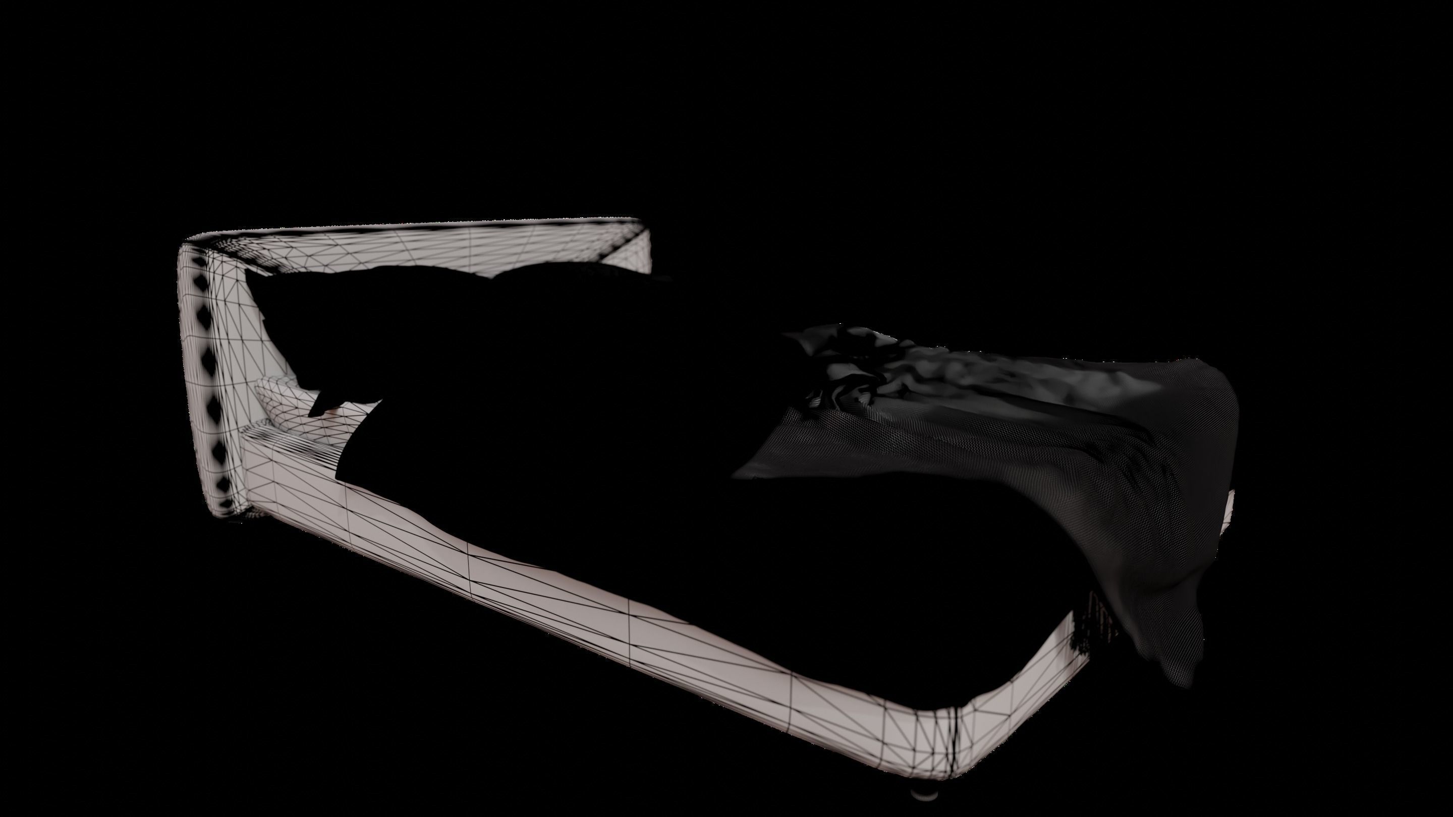 Dreamy Bed Escape - 3D Model with Pillows and Throw 3D model_10