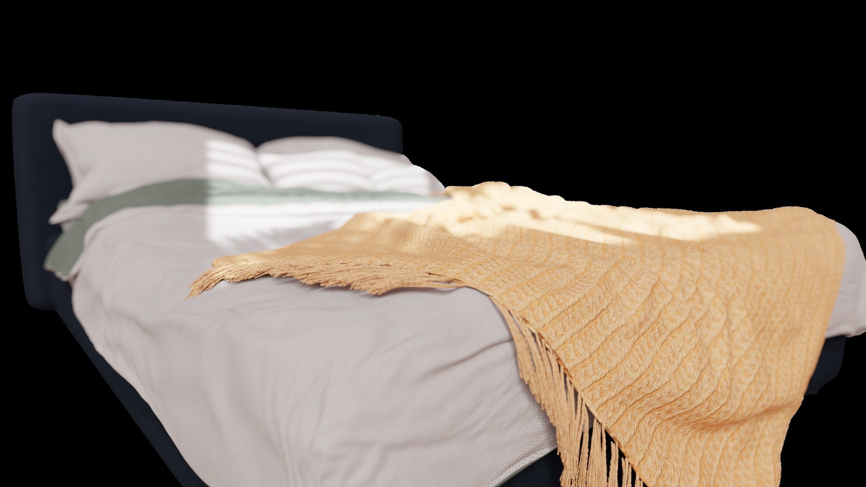 Dreamy Bed Escape - 3D Model with Pillows and Throw 3D model_3
