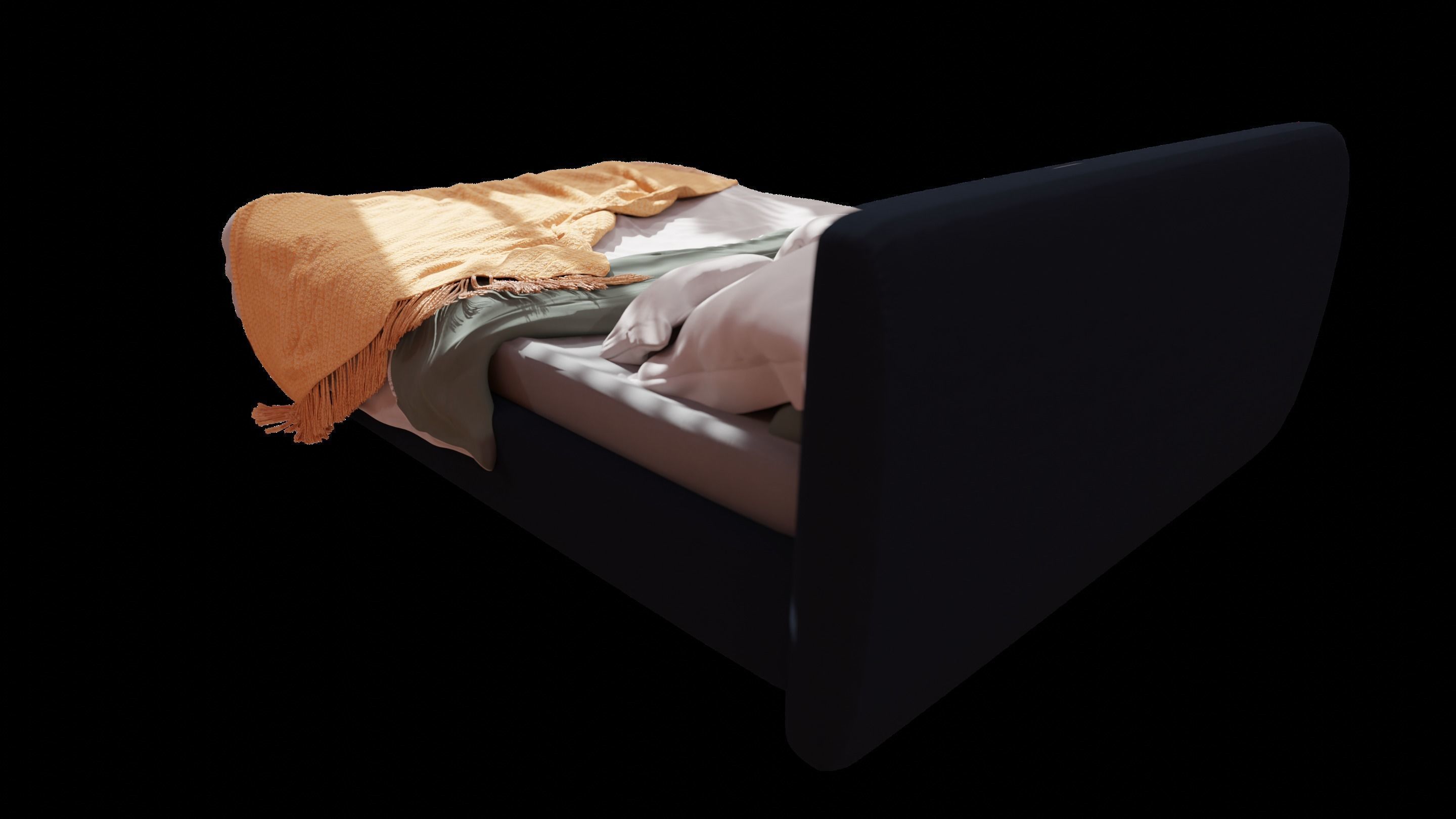 Dreamy Bed Escape - 3D Model with Pillows and Throw 3D model_19