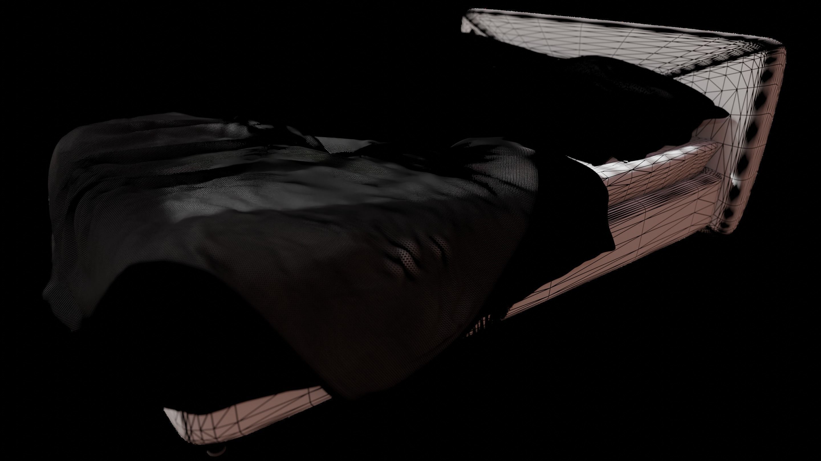 Dreamy Bed Escape - 3D Model with Pillows and Throw 3D model_16