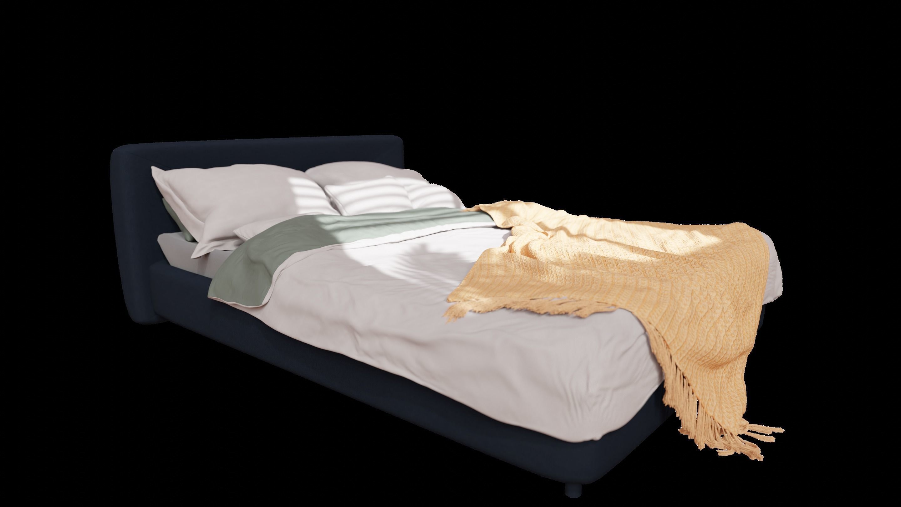 Dreamy Bed Escape - 3D Model with Pillows and Throw 3D model_9