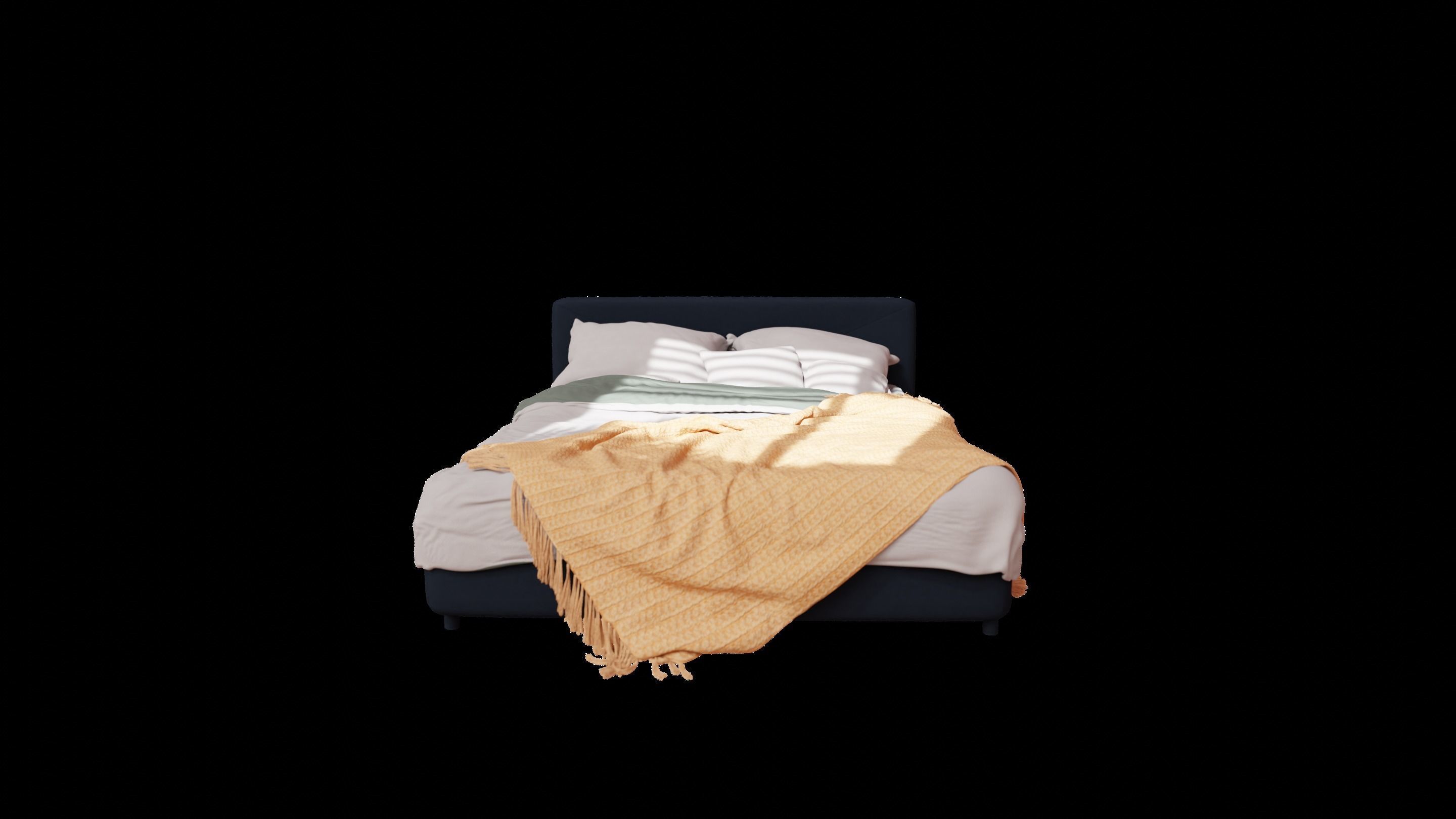Dreamy Bed Escape - 3D Model with Pillows and Throw 3D model_7