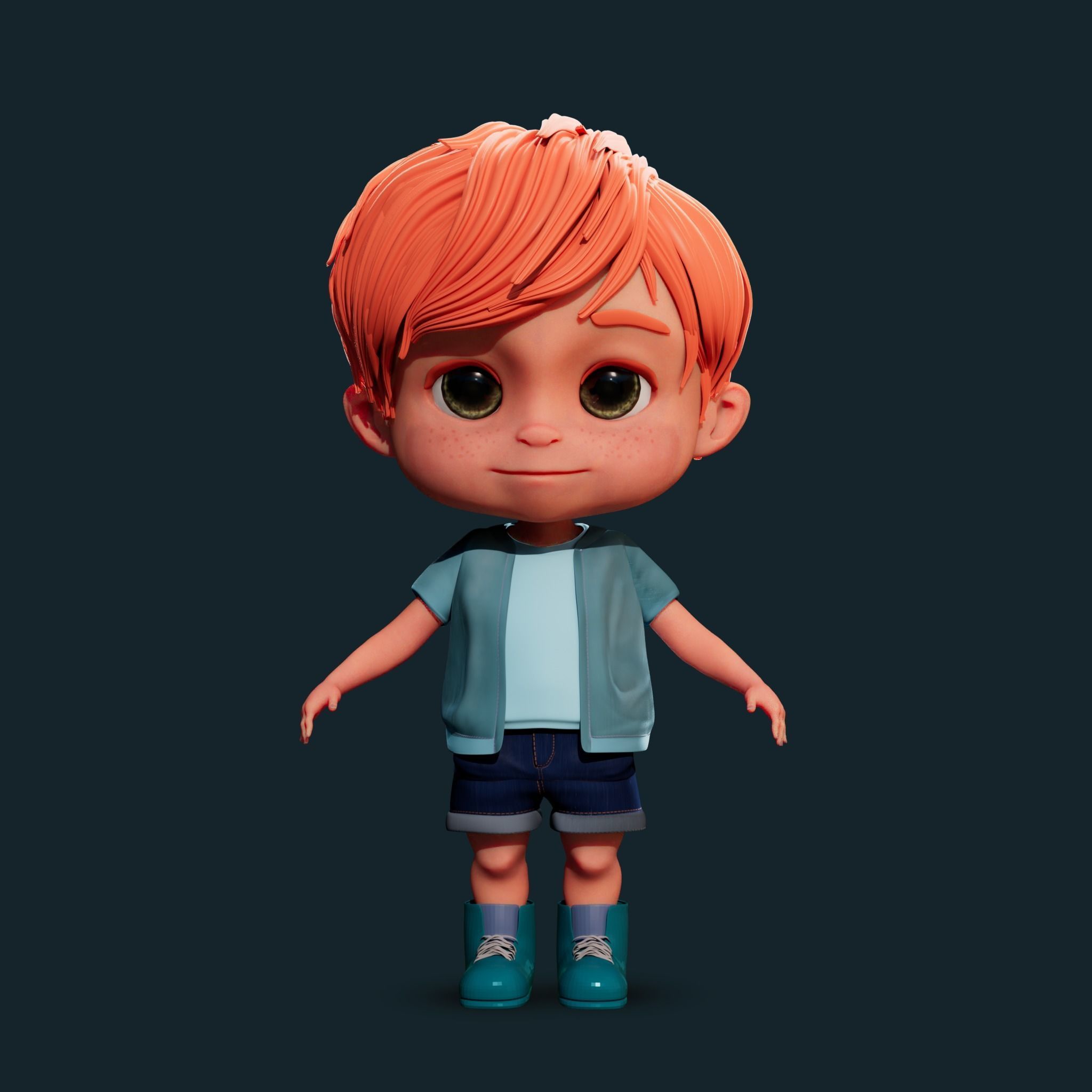 Cartoon Boy Rigged 3D model_6