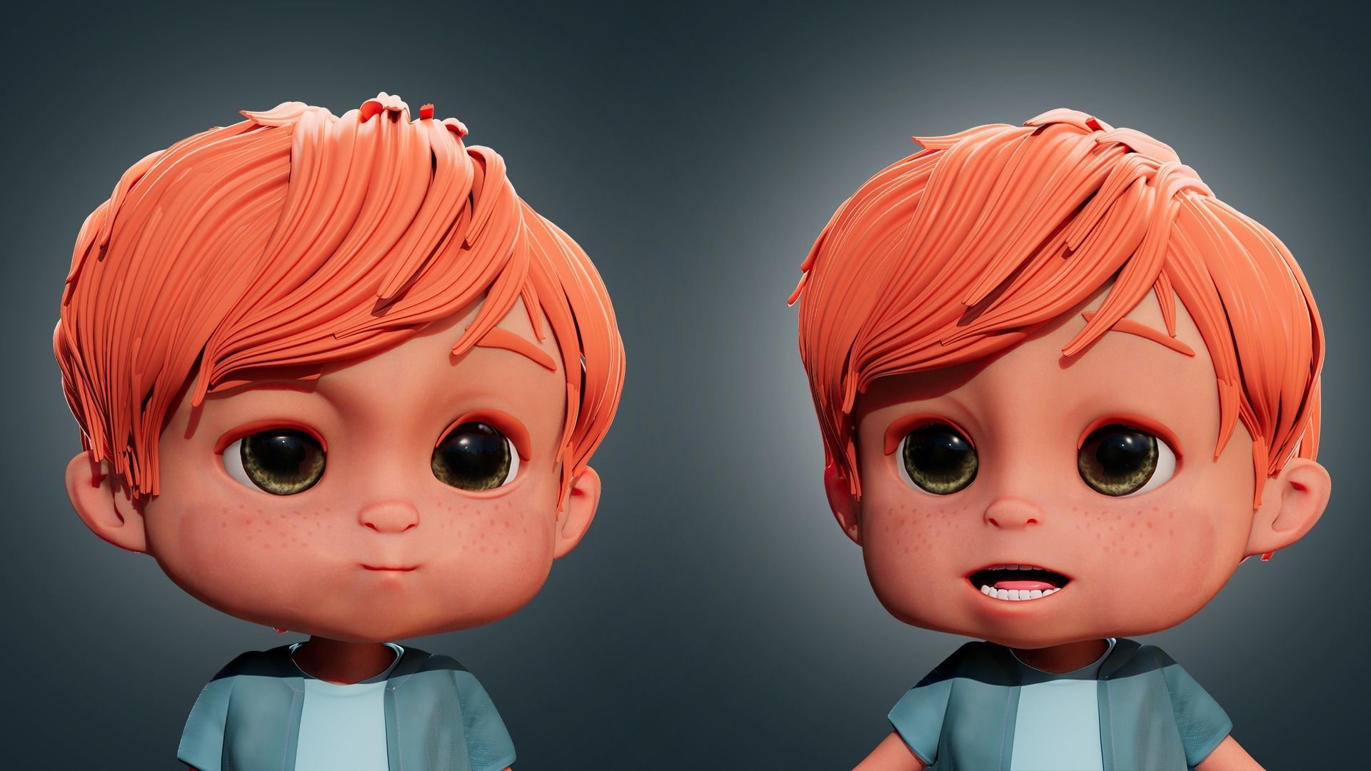 Cartoon Boy Rigged 3D model_4