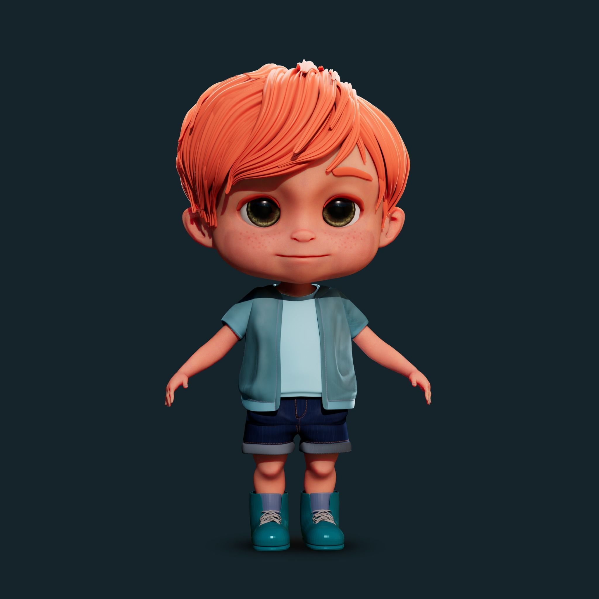 Cartoon Boy Rigged 3D model_7