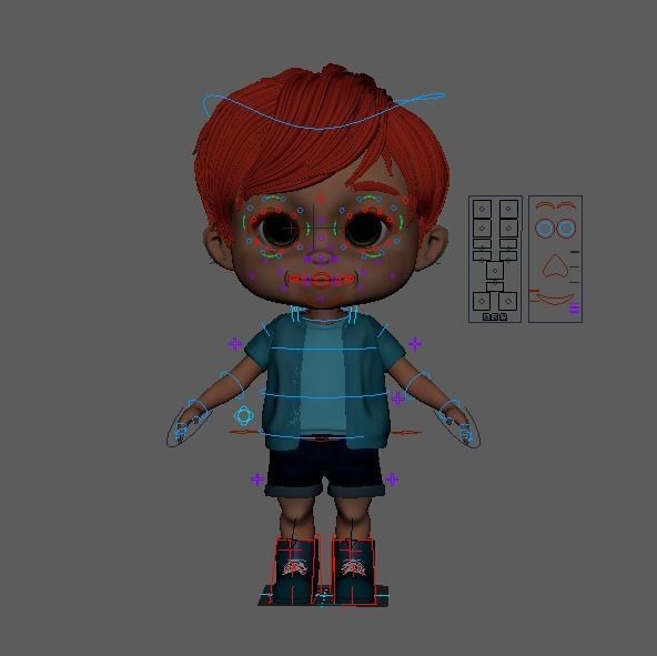 Cartoon Boy Rigged 3D model_24