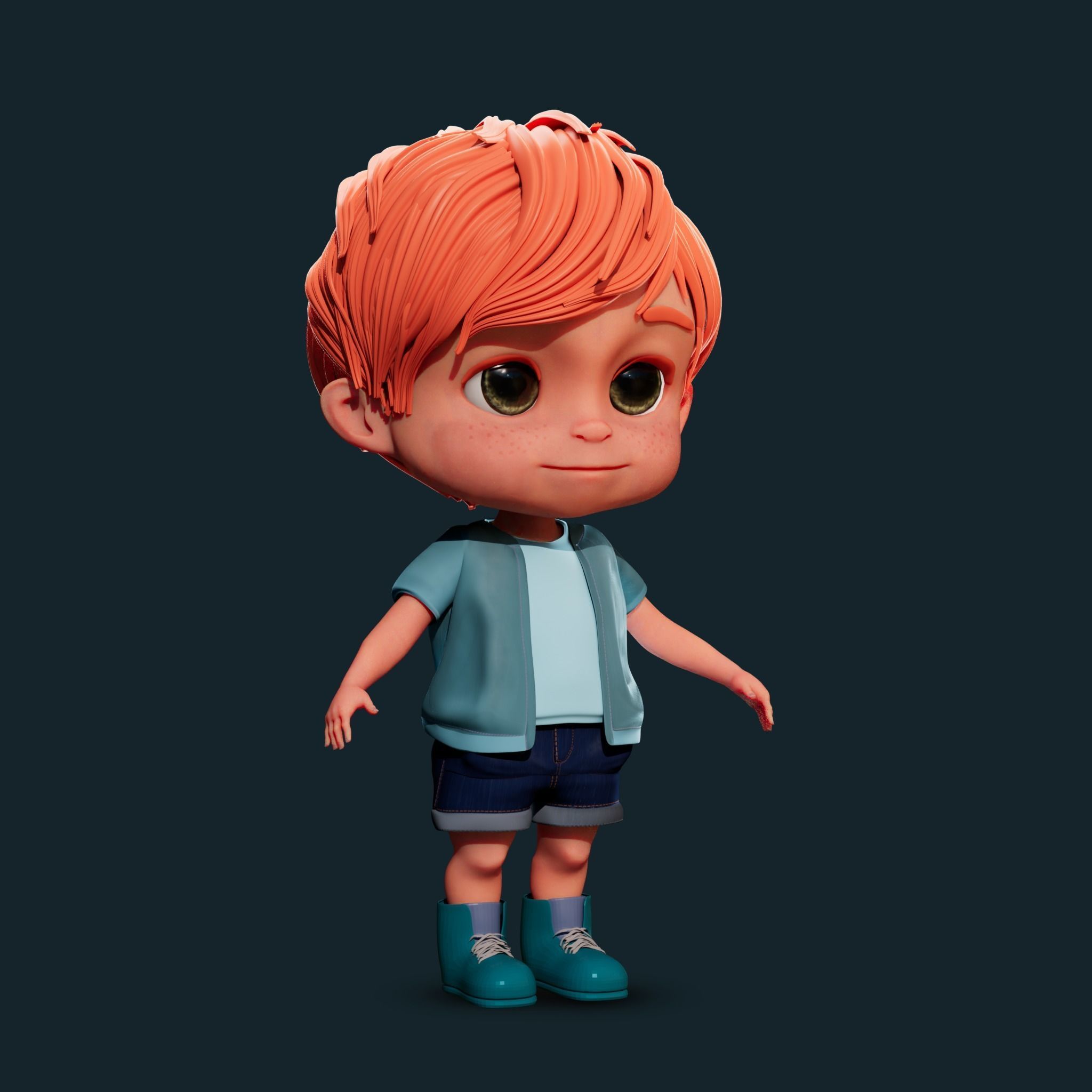 Cartoon Boy Rigged 3D model_8