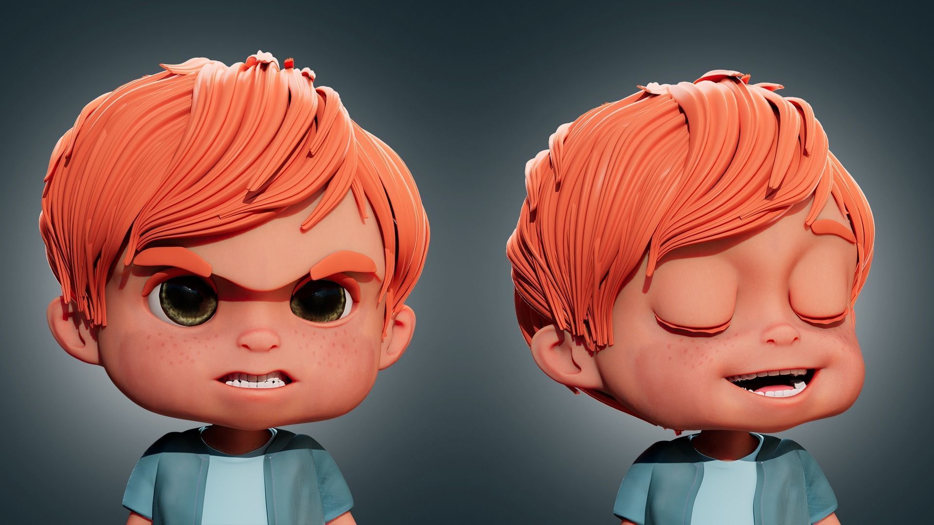 Cartoon Boy Rigged 3D model_3