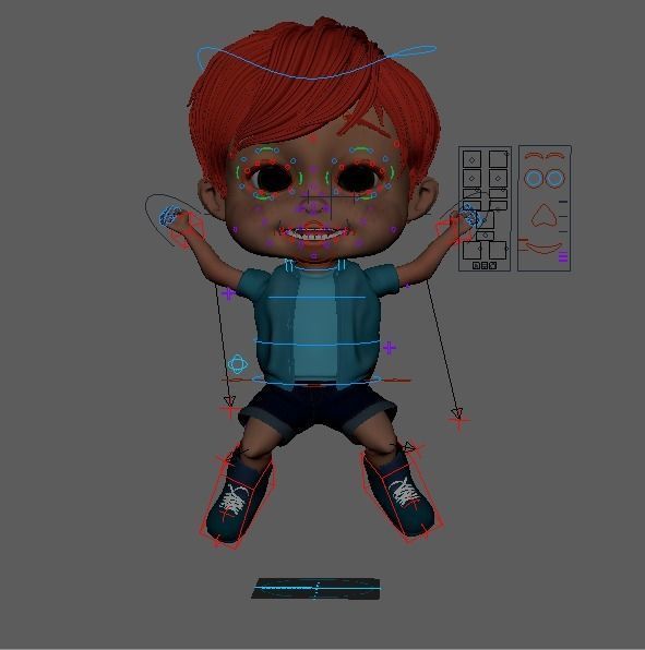 Cartoon Boy Rigged 3D model_25