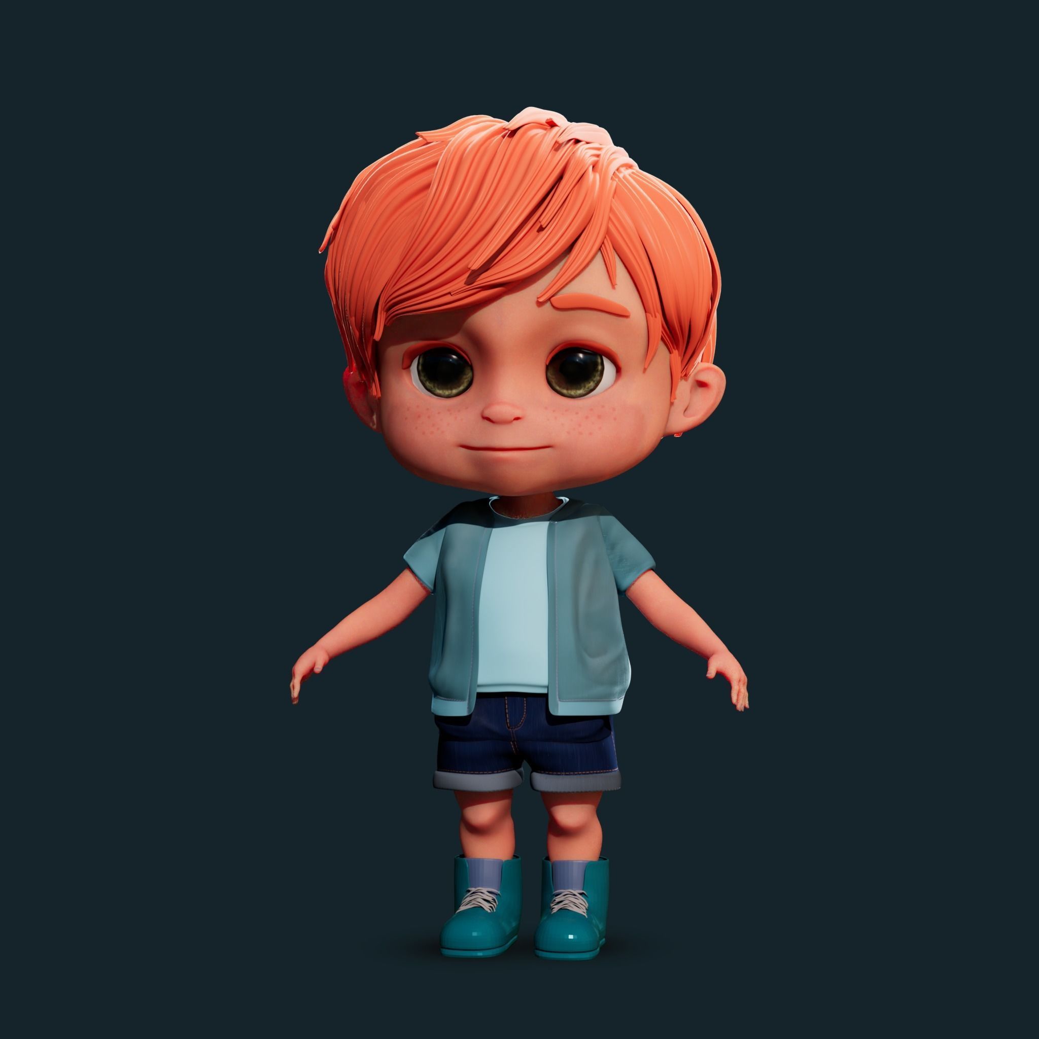 Cartoon Boy Rigged 3D model_5