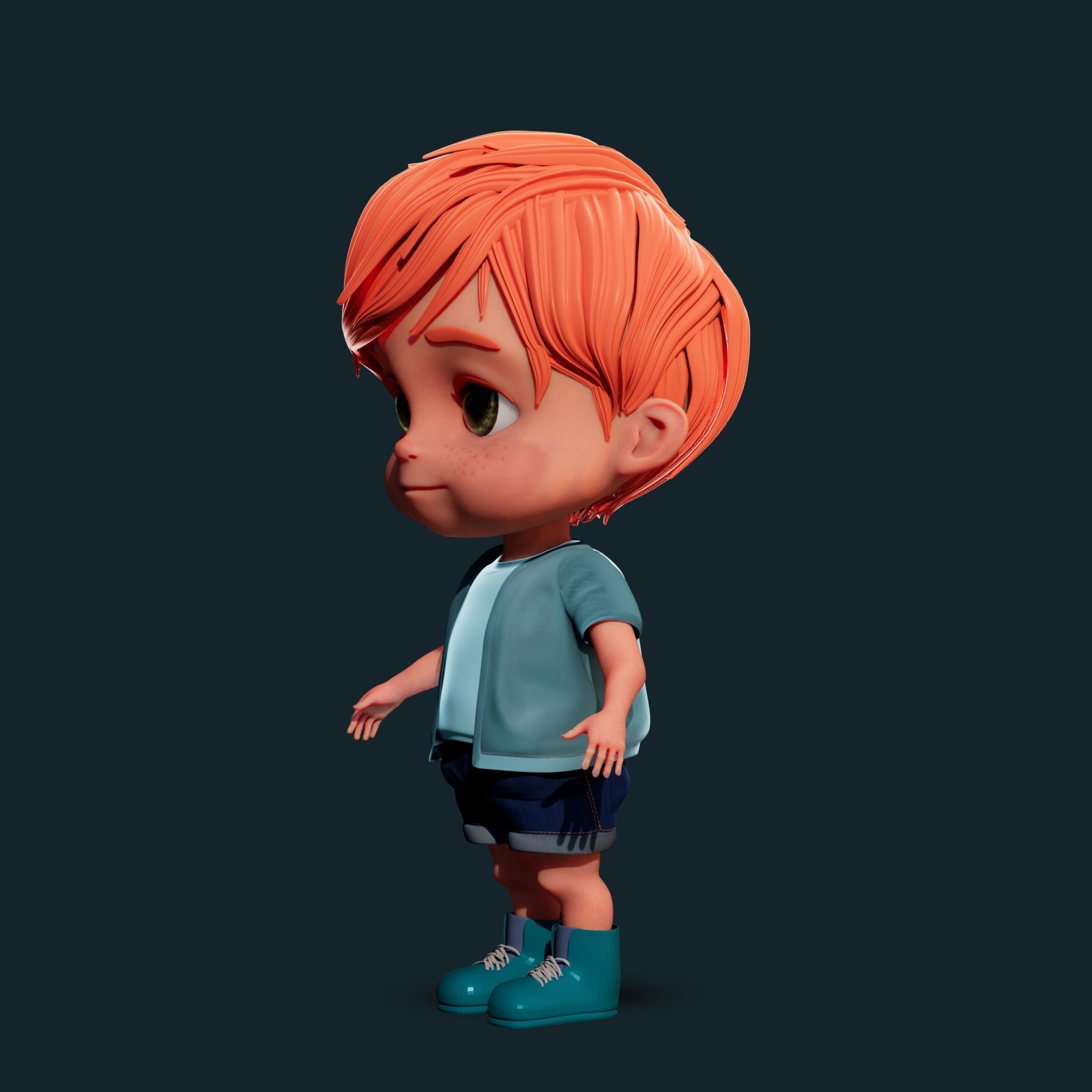Cartoon Boy Rigged 3D model_15