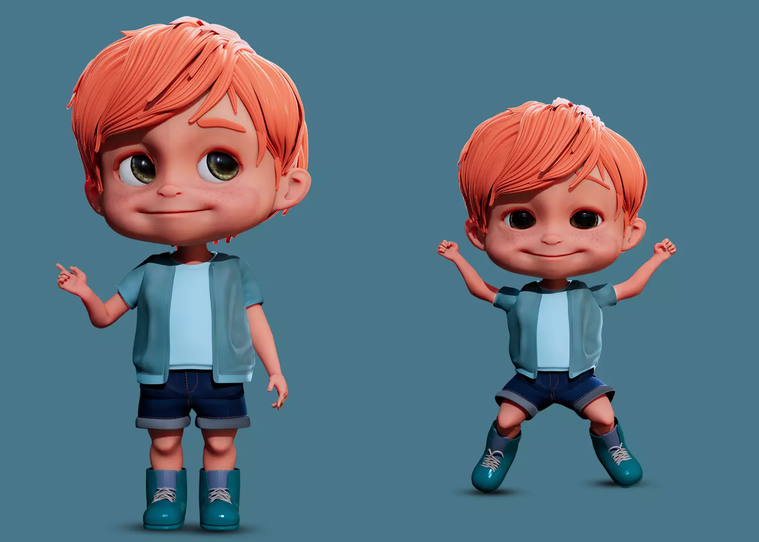 Cartoon Boy Rigged 3D model_0