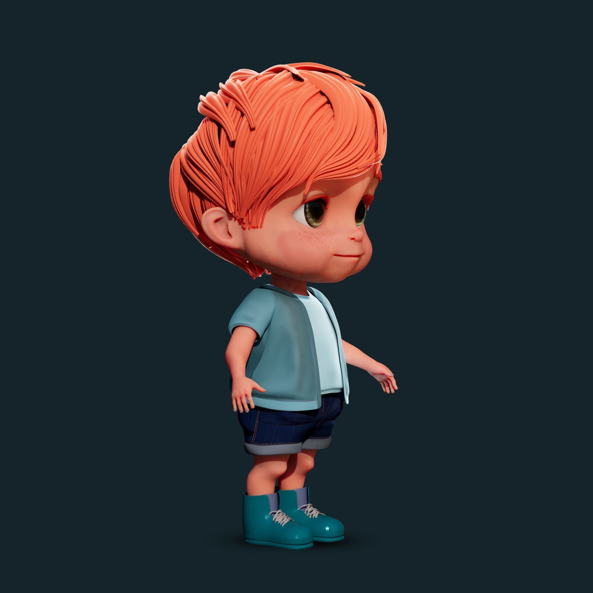 Cartoon Boy Rigged 3D model_9