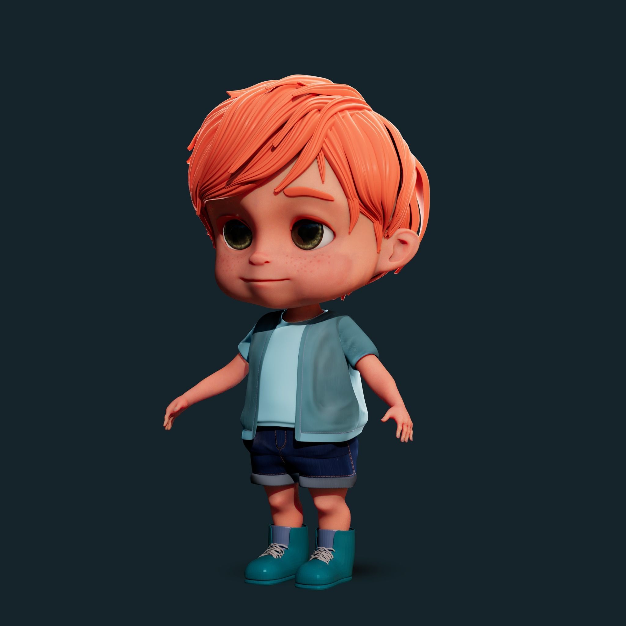 Cartoon Boy Rigged 3D model_16