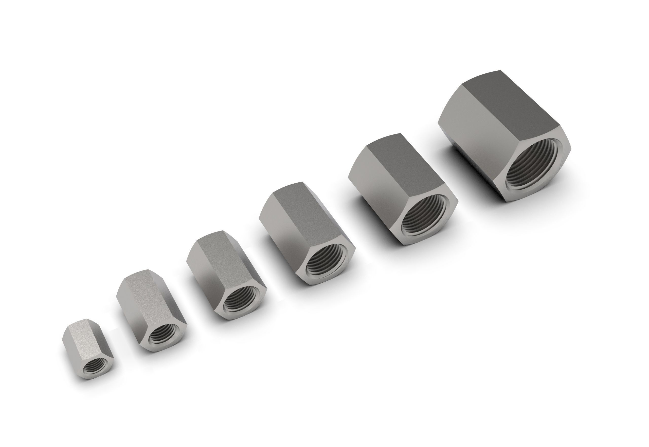 Hex NPT pipe coupling collection 3D model_2