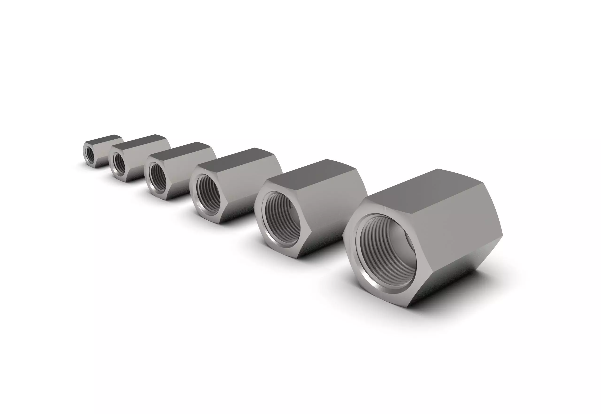Hex NPT pipe coupling collection 3D model_0
