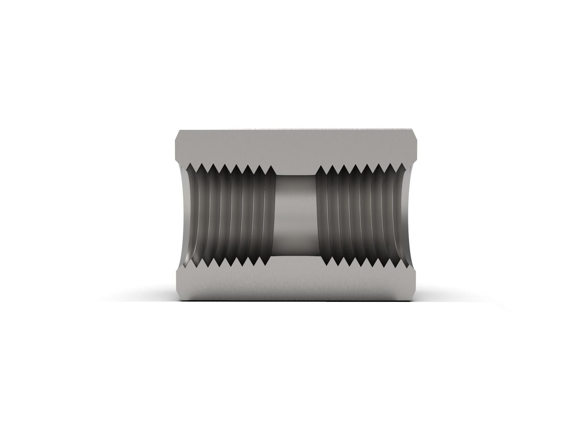 Hex NPT pipe coupling collection 3D model_4