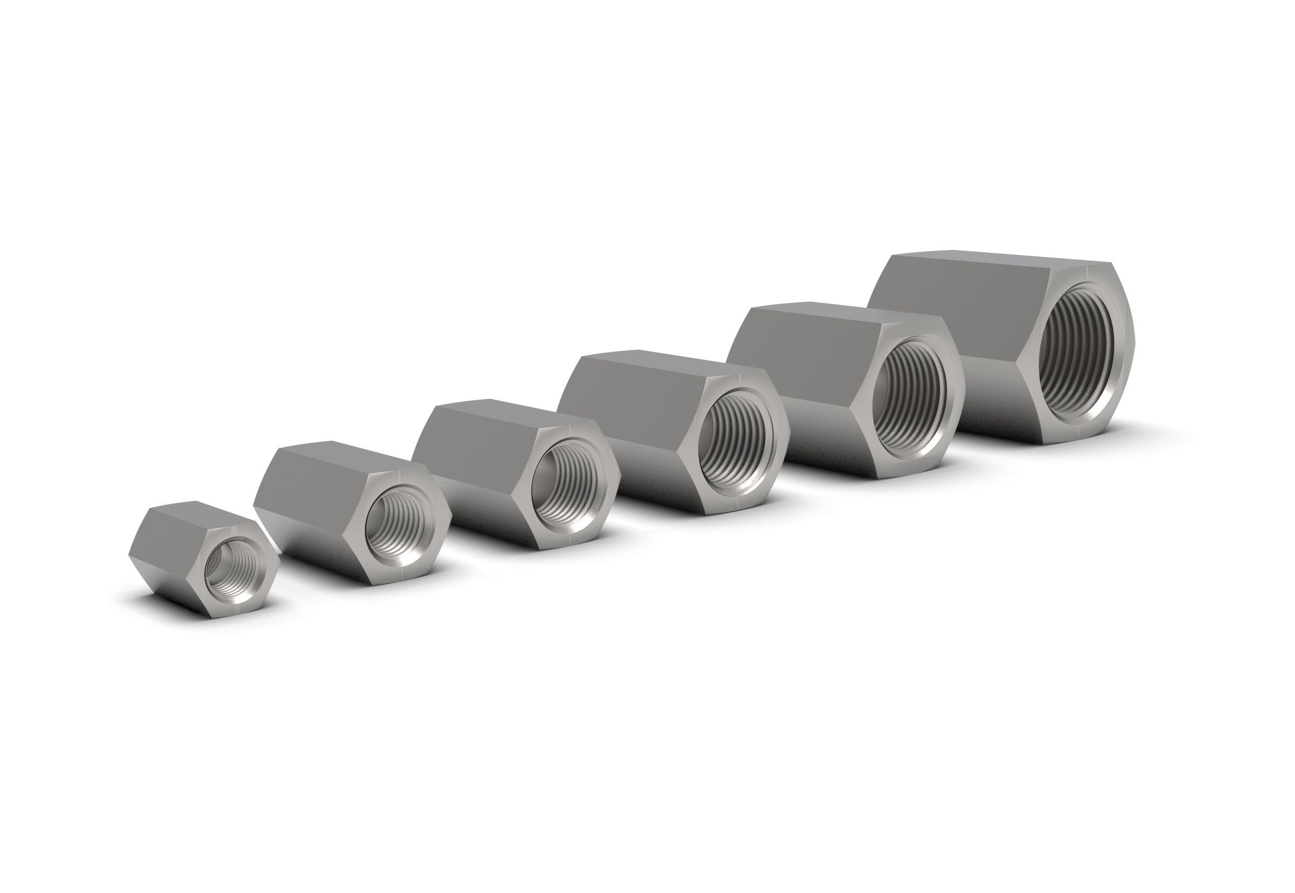 Hex NPT pipe coupling collection 3D model_1