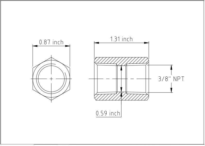 Hex NPT pipe coupling collection 3D model_13