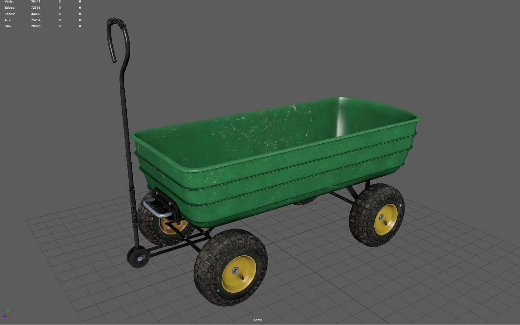 Garden Cart Low-poly 3D model_4
