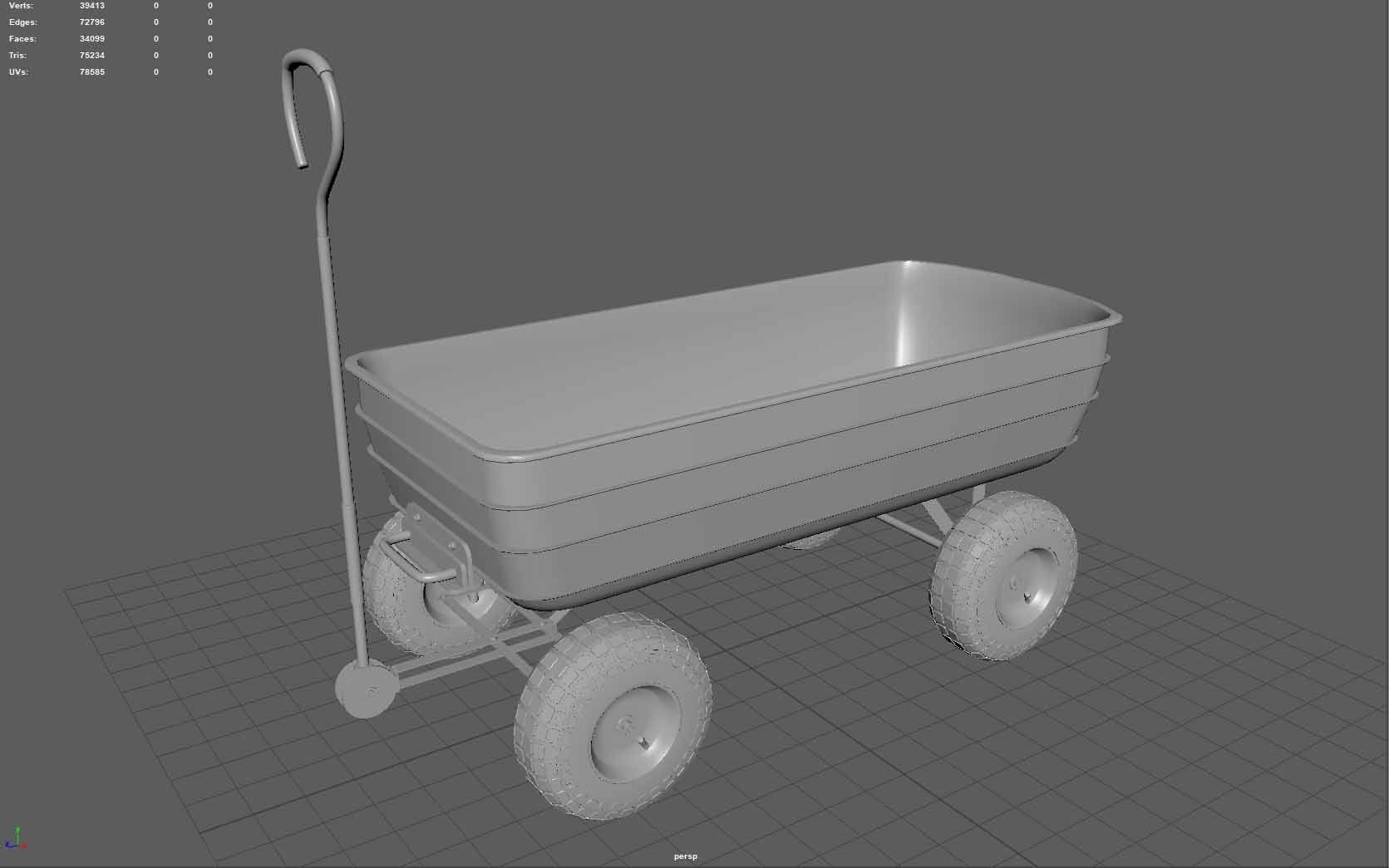 Garden Cart Low-poly 3D model_5