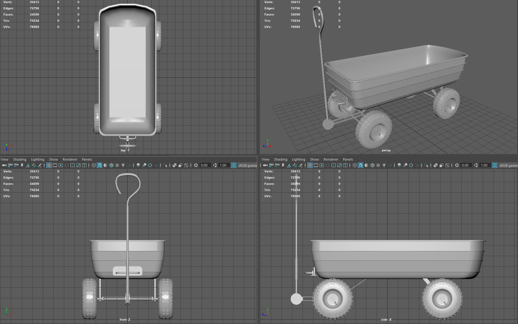 Garden Cart Low-poly 3D model_8