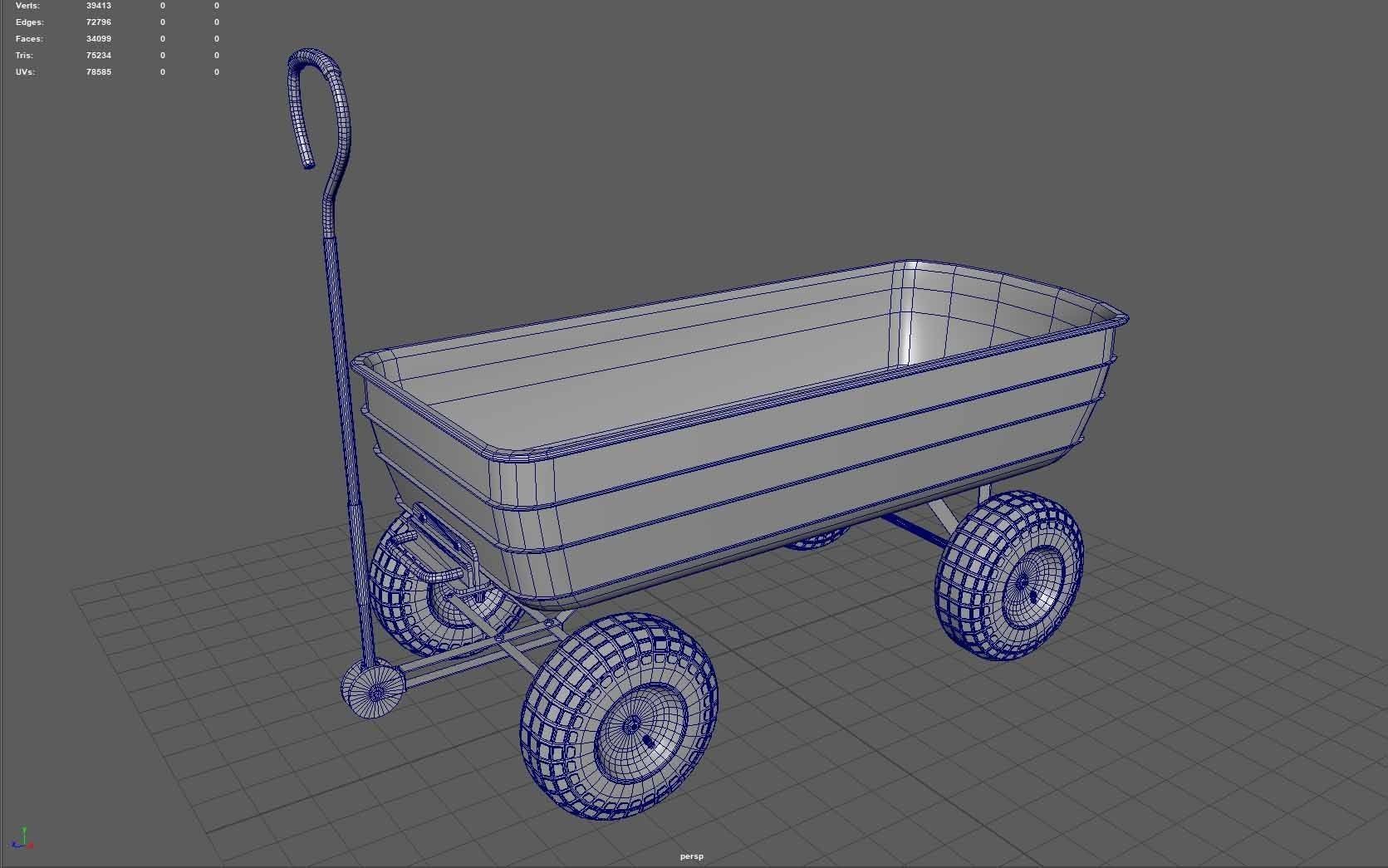 Garden Cart Low-poly 3D model_6