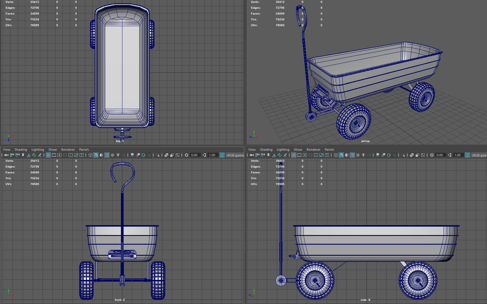 Garden Cart Low-poly 3D model_9