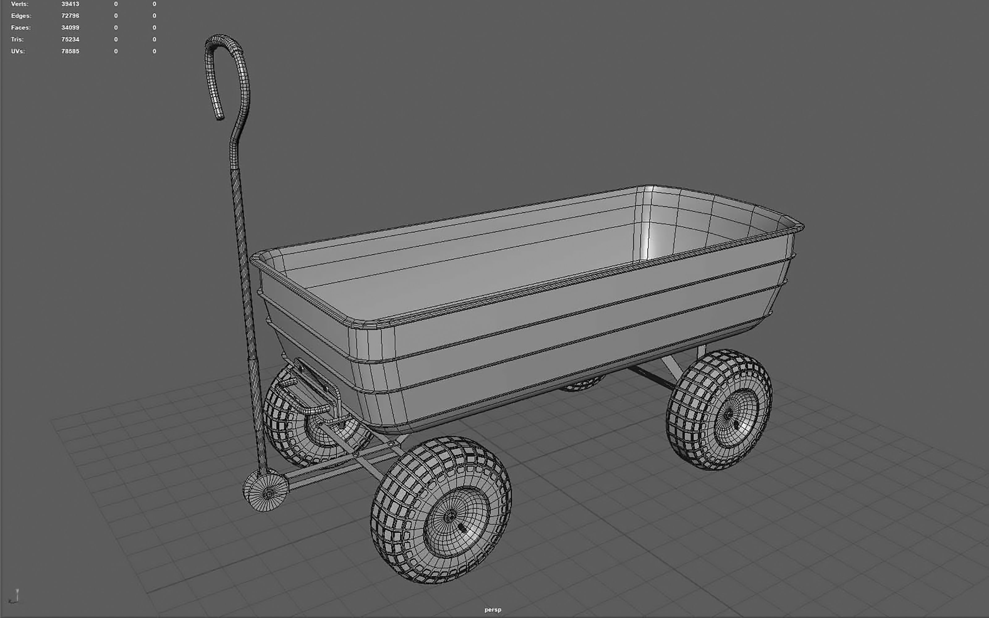Garden Cart Low-poly 3D model_11