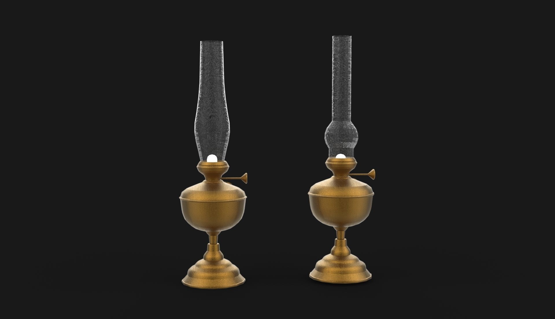Old Oil Lamp Low-poly 3D model_7