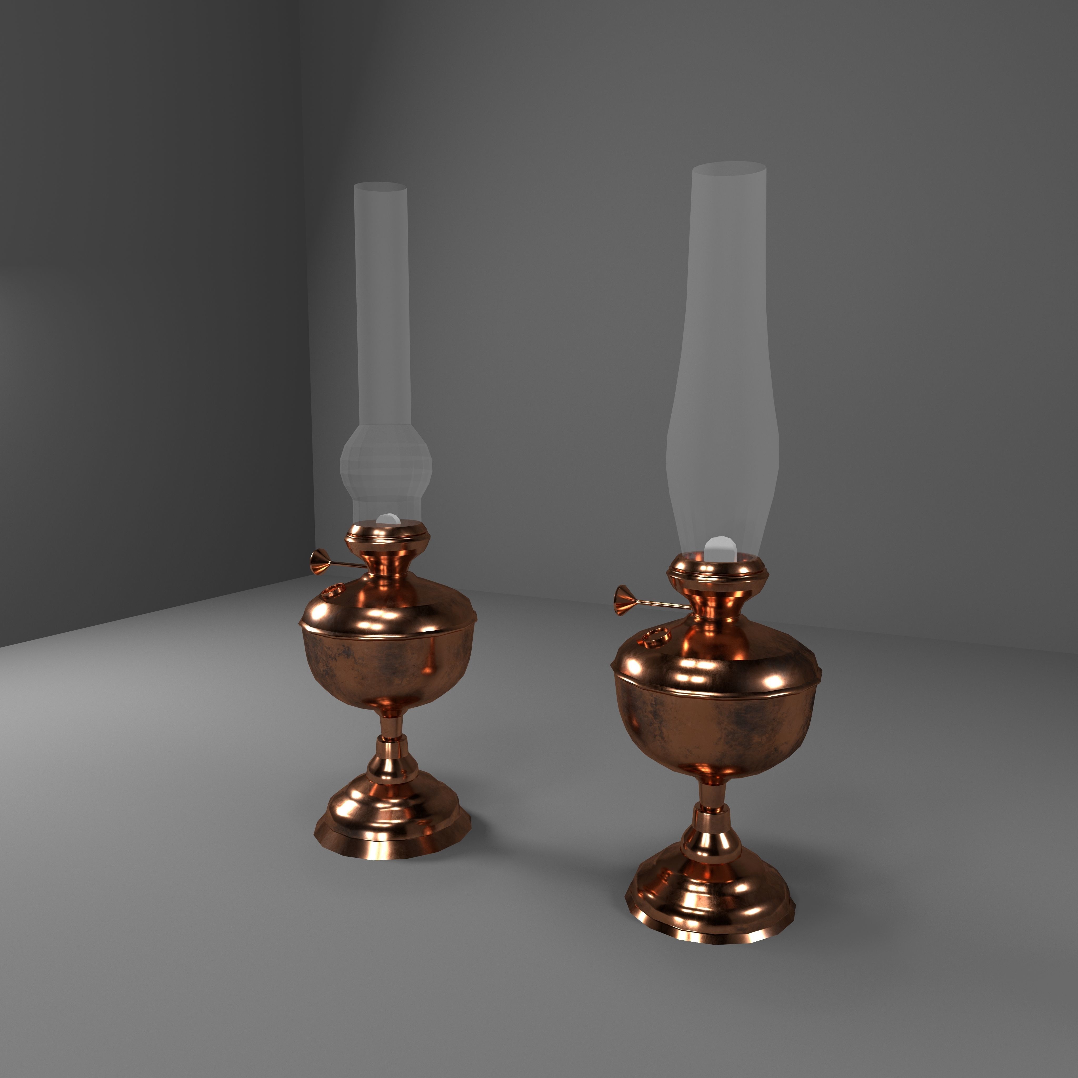 Old Oil Lamp Low-poly 3D model_1