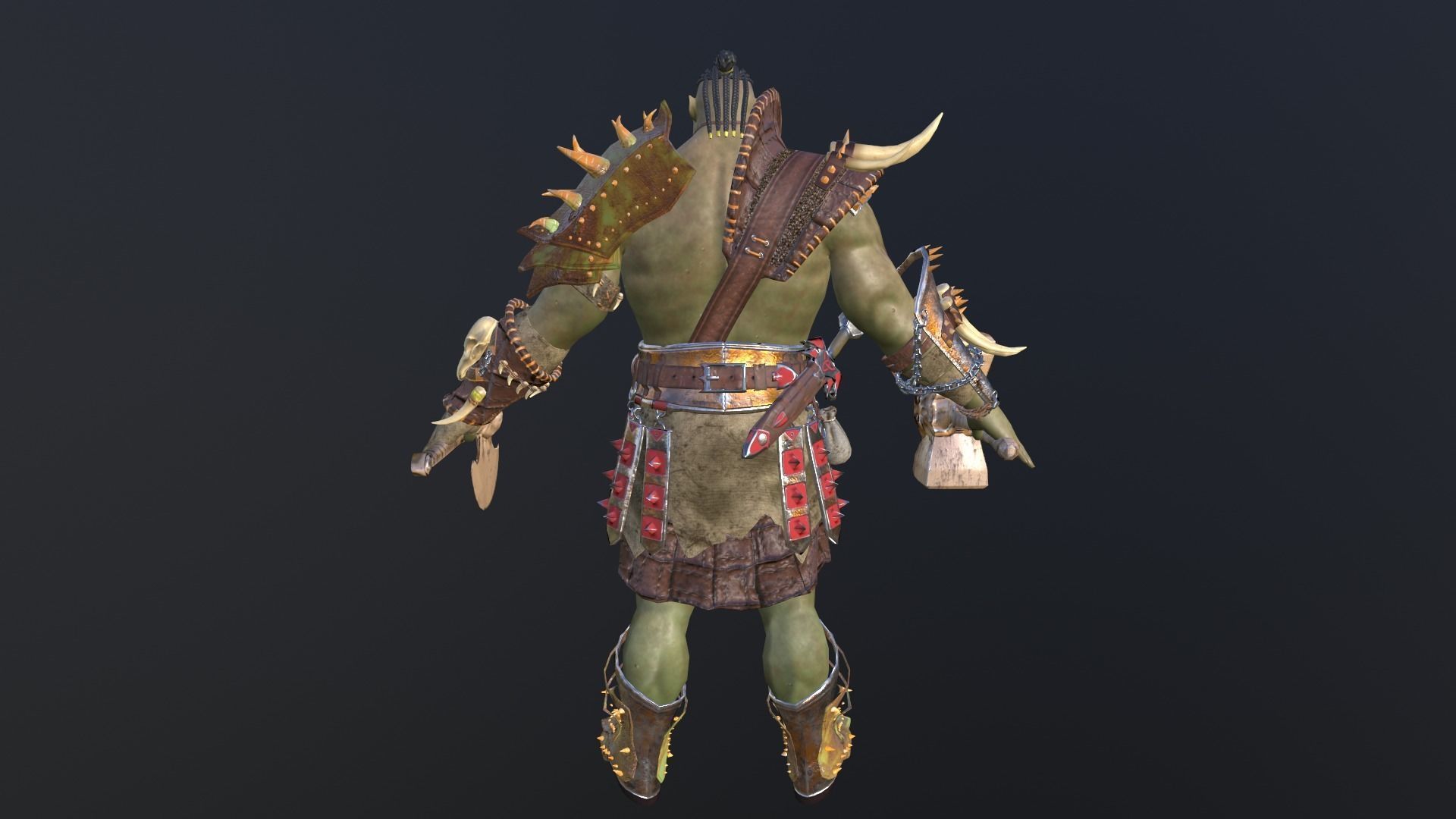 Orc Warrior Game ready model PBR Low-poly 3D model_6