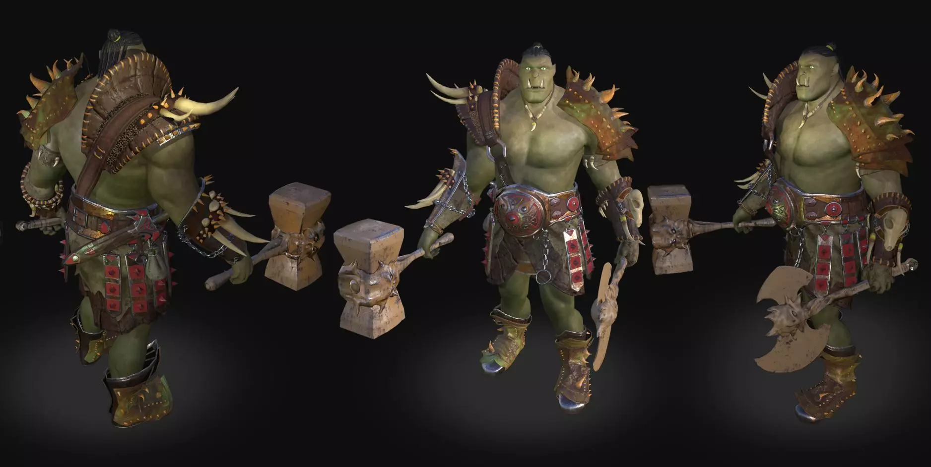 Orc Warrior Game ready model PBR Low-poly 3D model_0