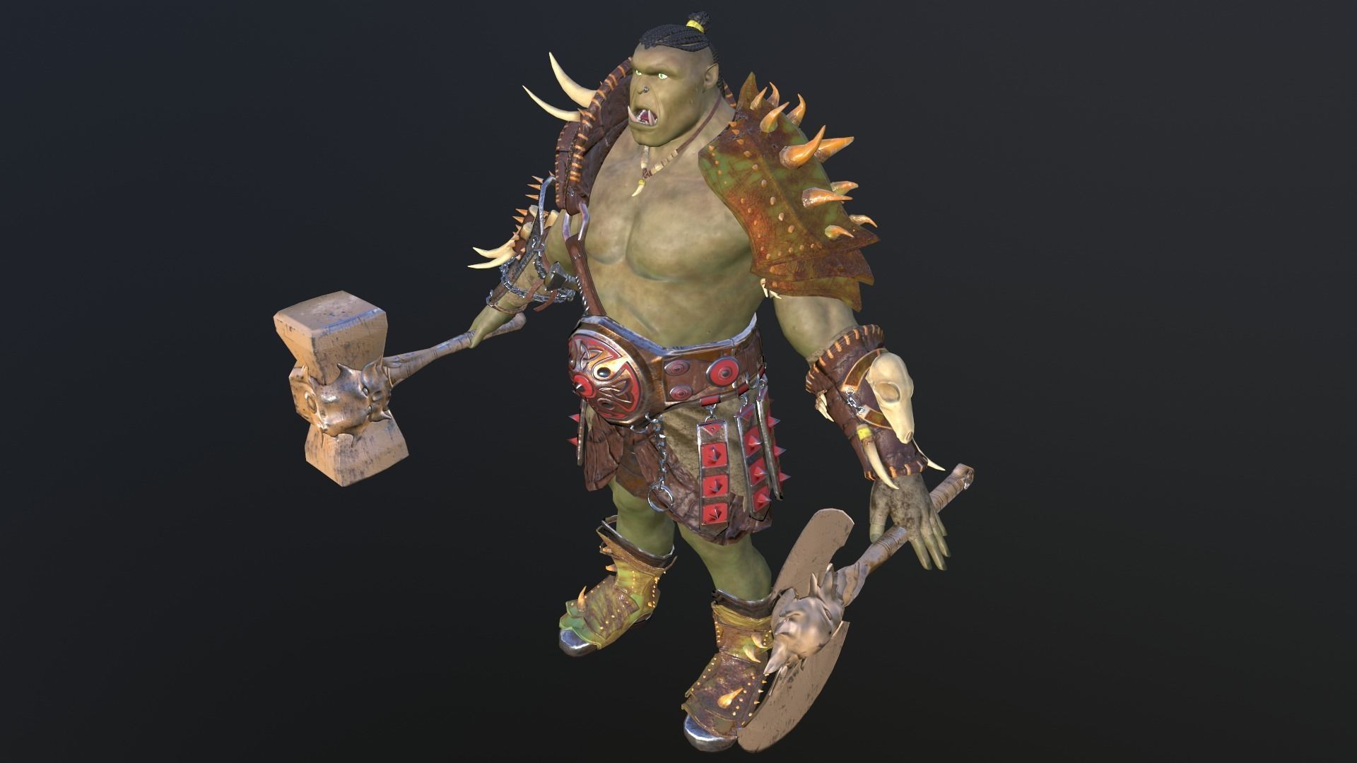 Orc Warrior Game ready model PBR Low-poly 3D model_5