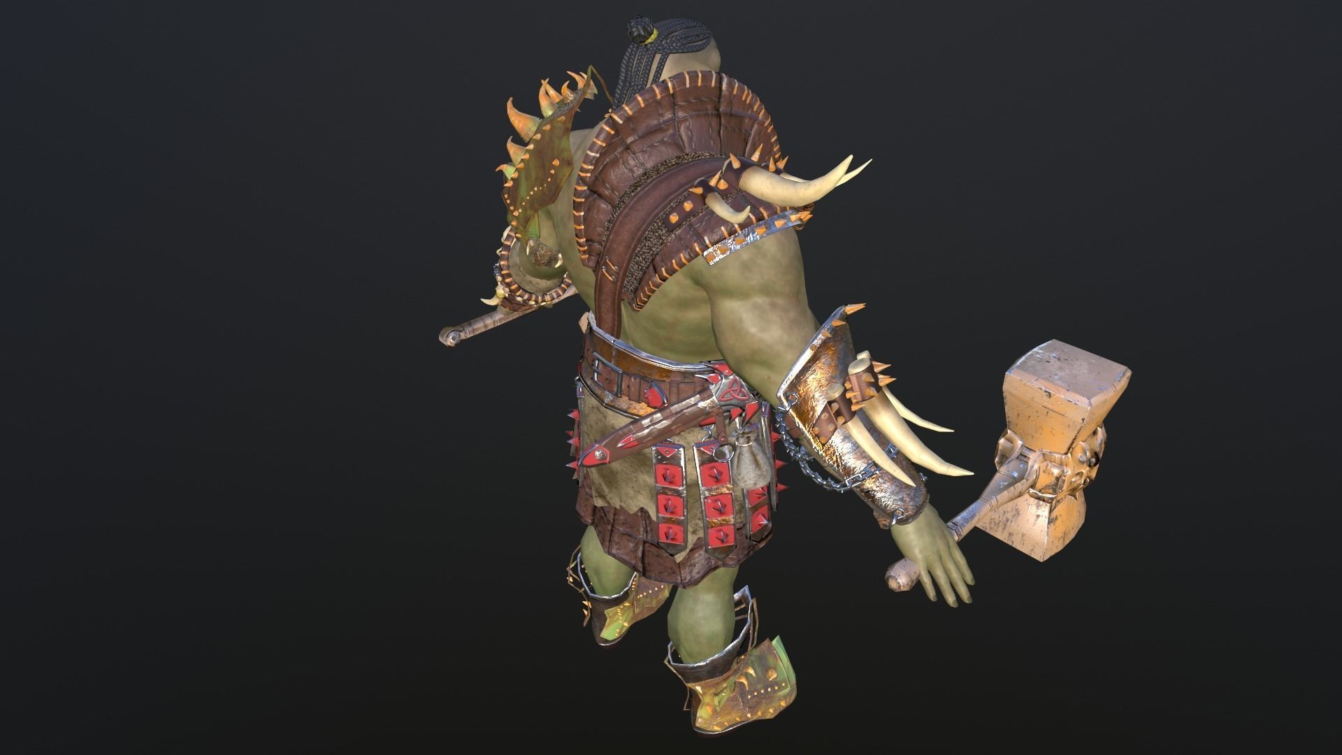 Orc Warrior Game ready model PBR Low-poly 3D model_7