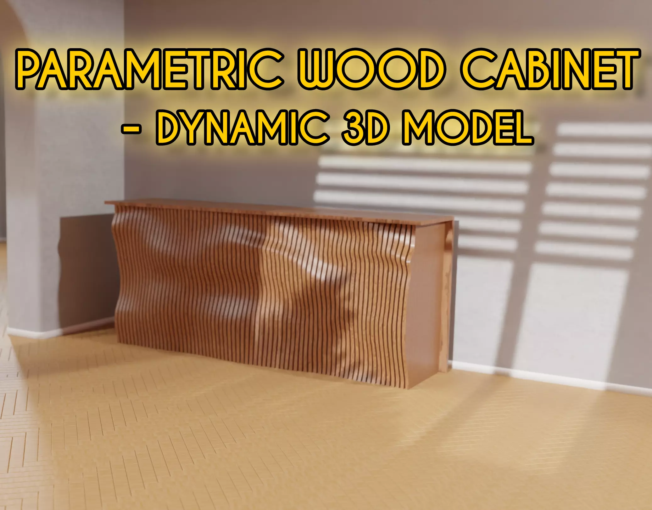 Parametric Wood Cabinet - Dynamic 3D Model 3D model_0