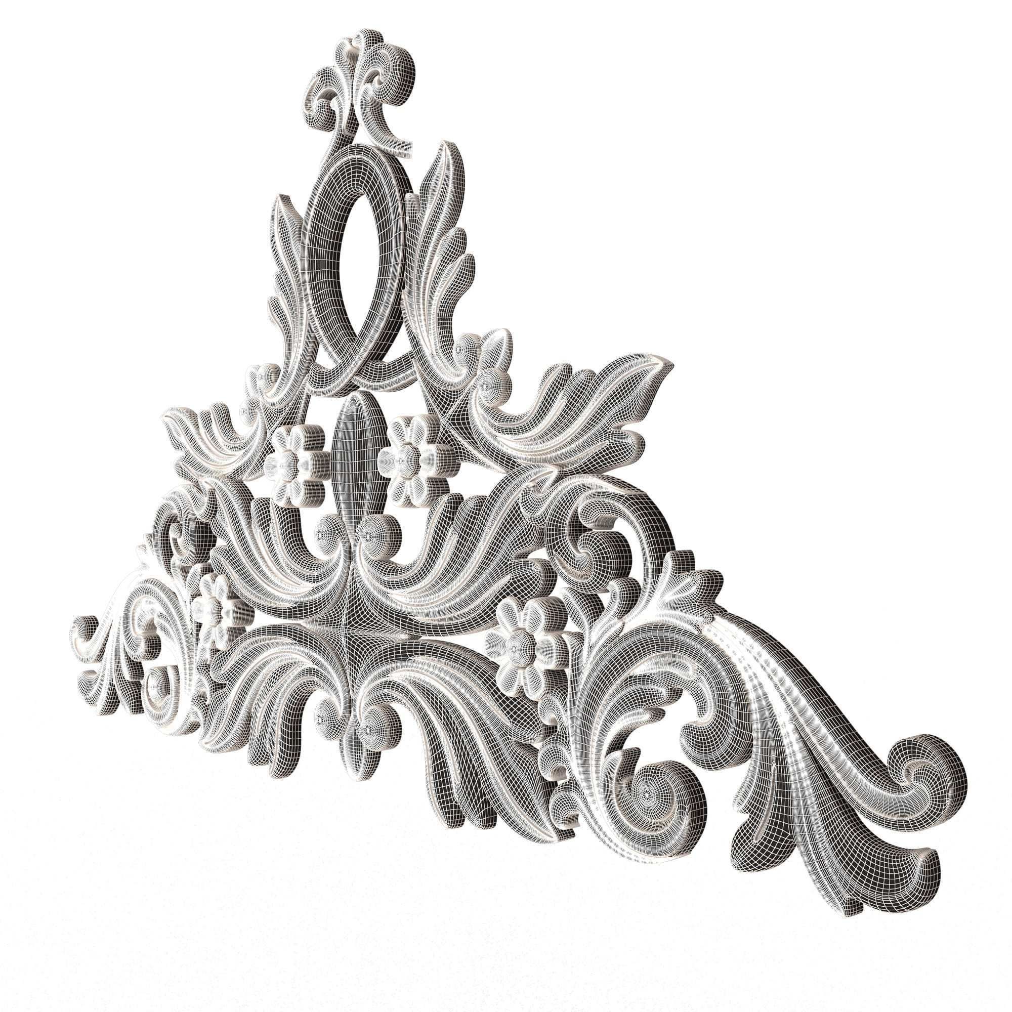 Collection of Carved Plaster Molding Decorations 02 Low-poly 3D model_60
