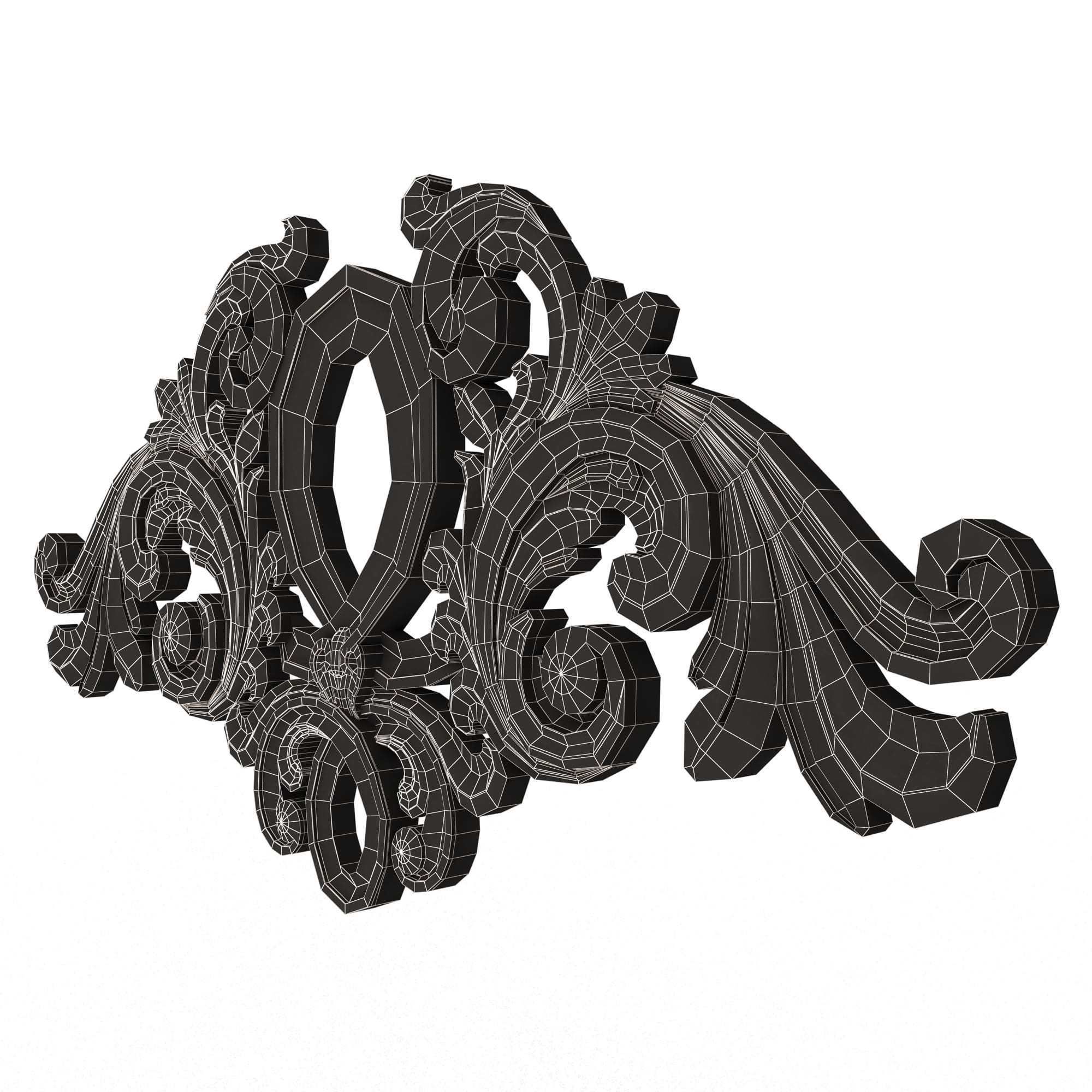 Collection of Carved Plaster Molding Decorations 02 Low-poly 3D model_77