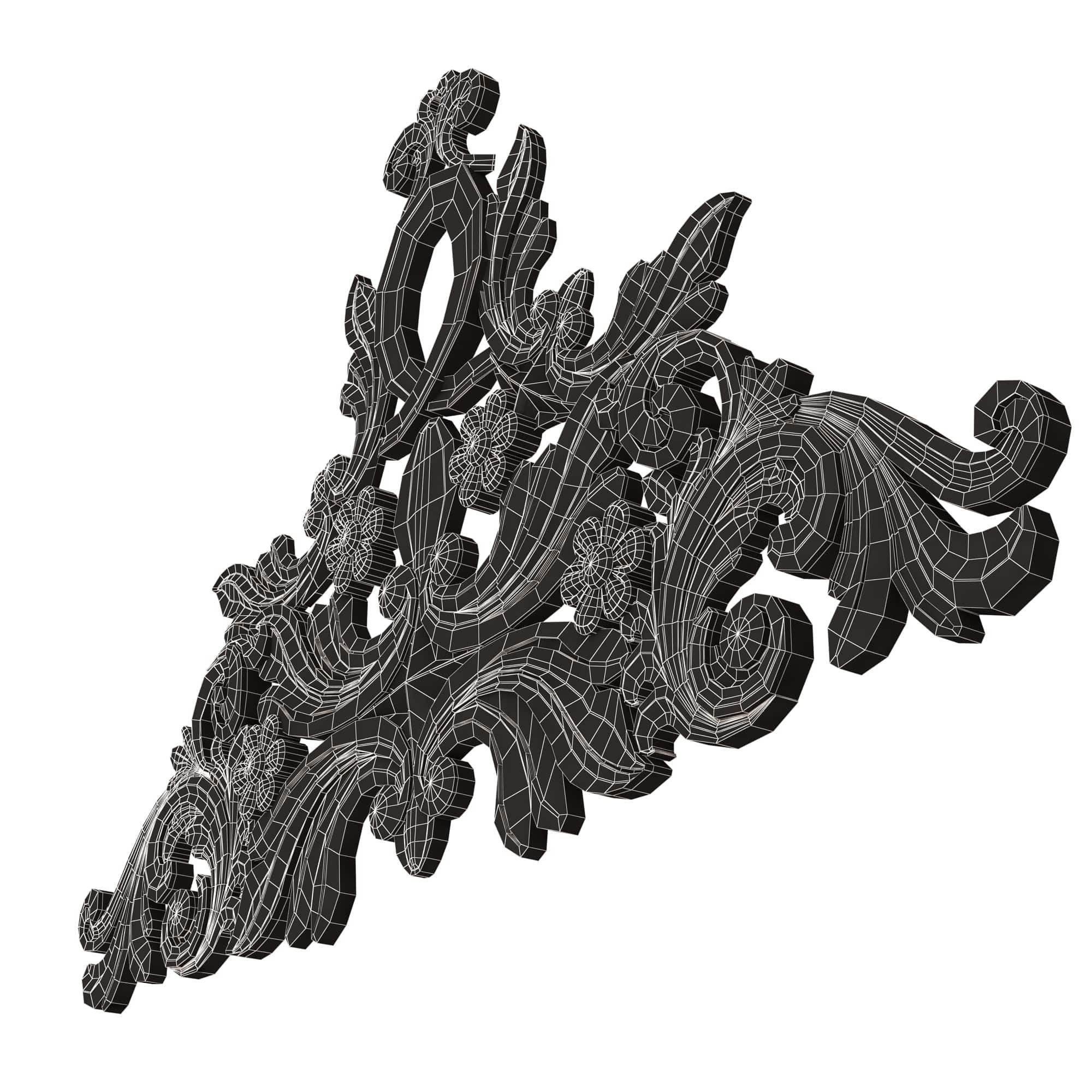 Collection of Carved Plaster Molding Decorations 02 Low-poly 3D model_98