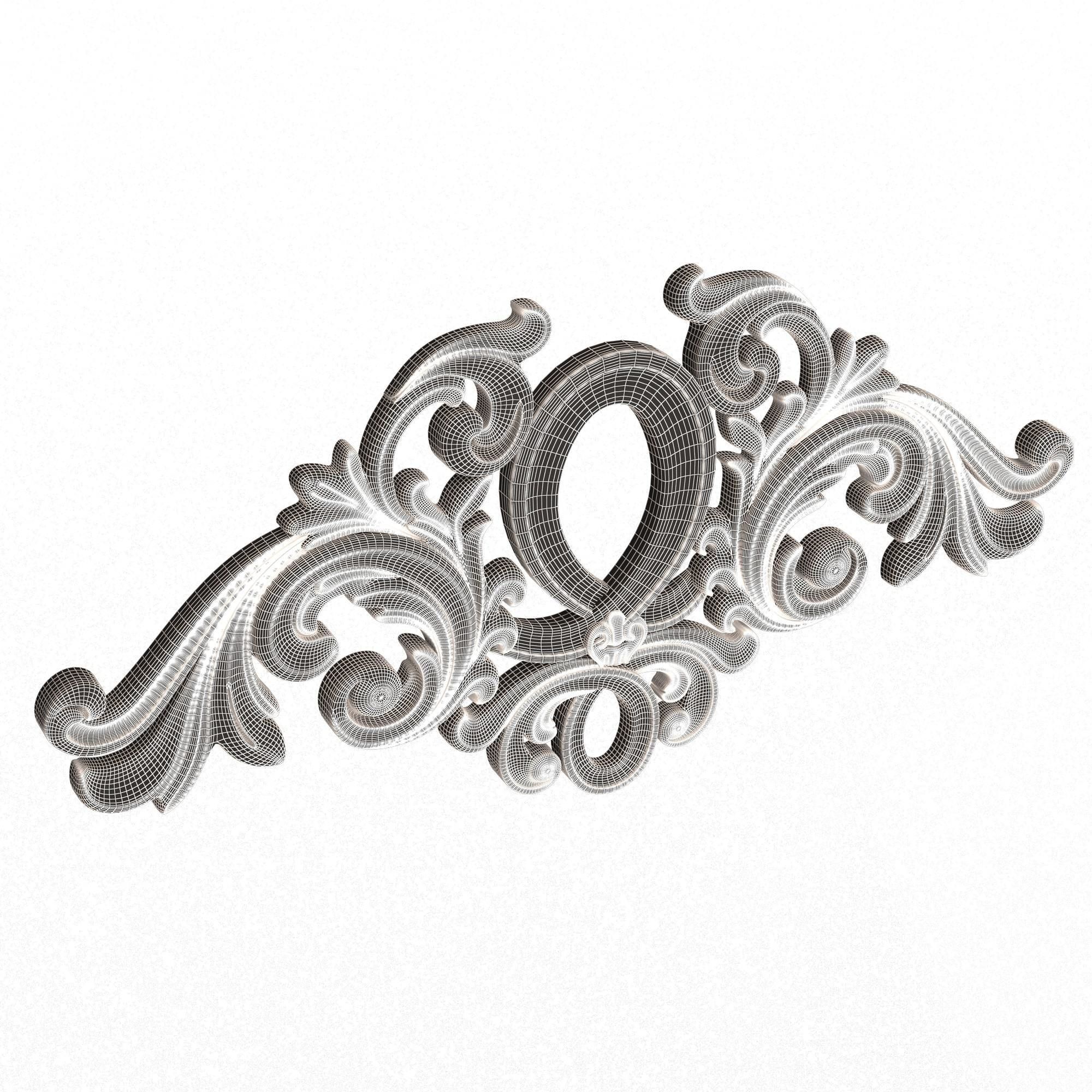 Collection of Carved Plaster Molding Decorations 02 Low-poly 3D model_41