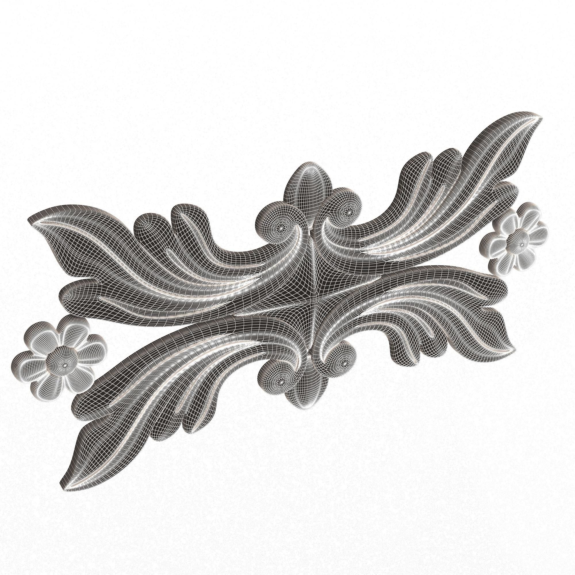 Collection of Carved Plaster Molding Decorations 02 Low-poly 3D model_46