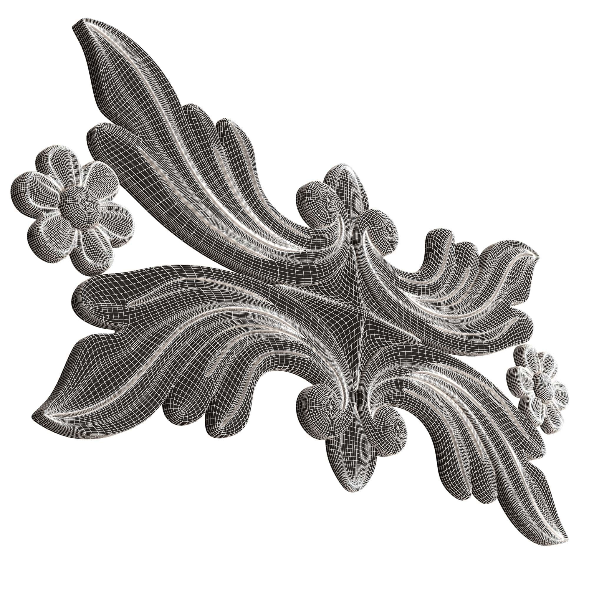 Collection of Carved Plaster Molding Decorations 02 Low-poly 3D model_53