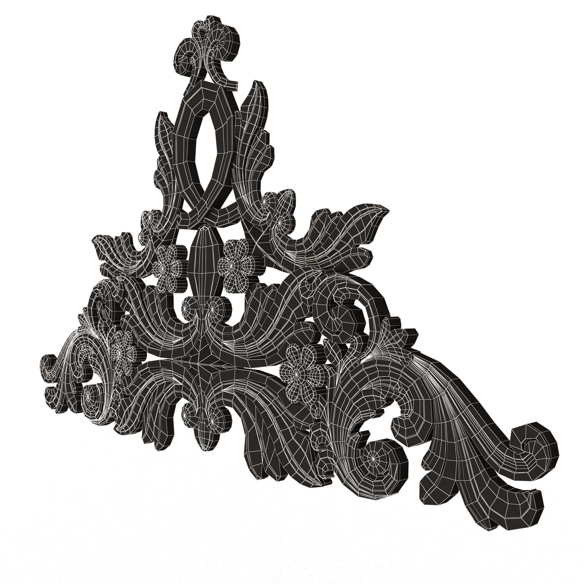 Collection of Carved Plaster Molding Decorations 02 Low-poly 3D model_97