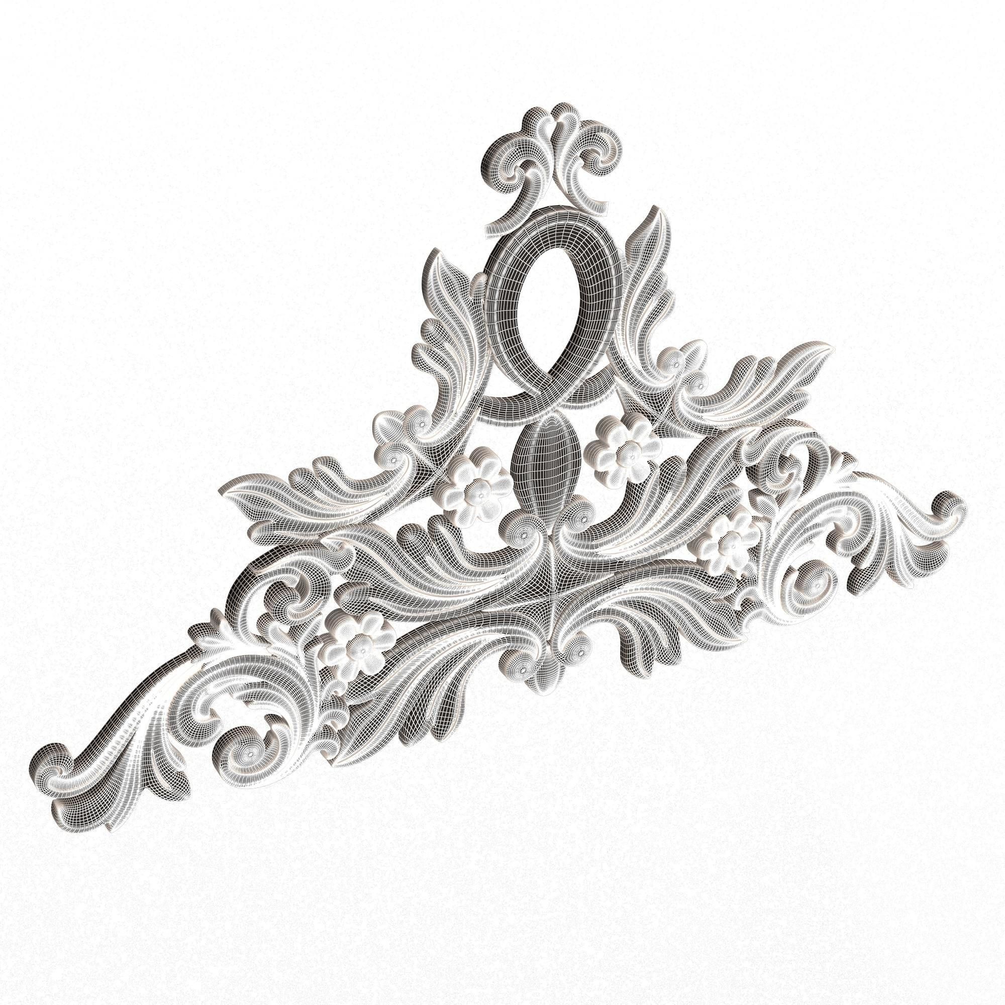 Collection of Carved Plaster Molding Decorations 02 Low-poly 3D model_66