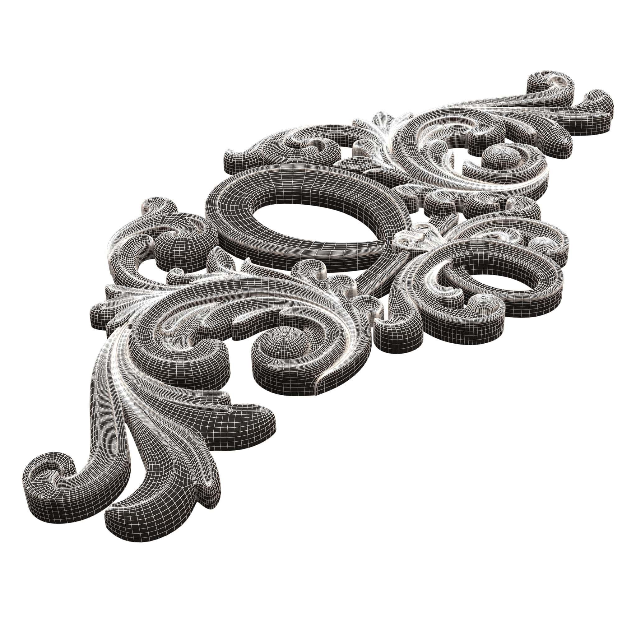 Collection of Carved Plaster Molding Decorations 02 Low-poly 3D model_44